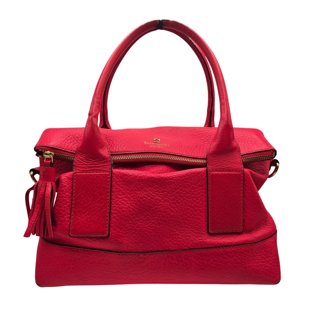 Kate Spade Satchel Womens Medium Hot Pink Excellent Pebbled Leather Tassel Bag